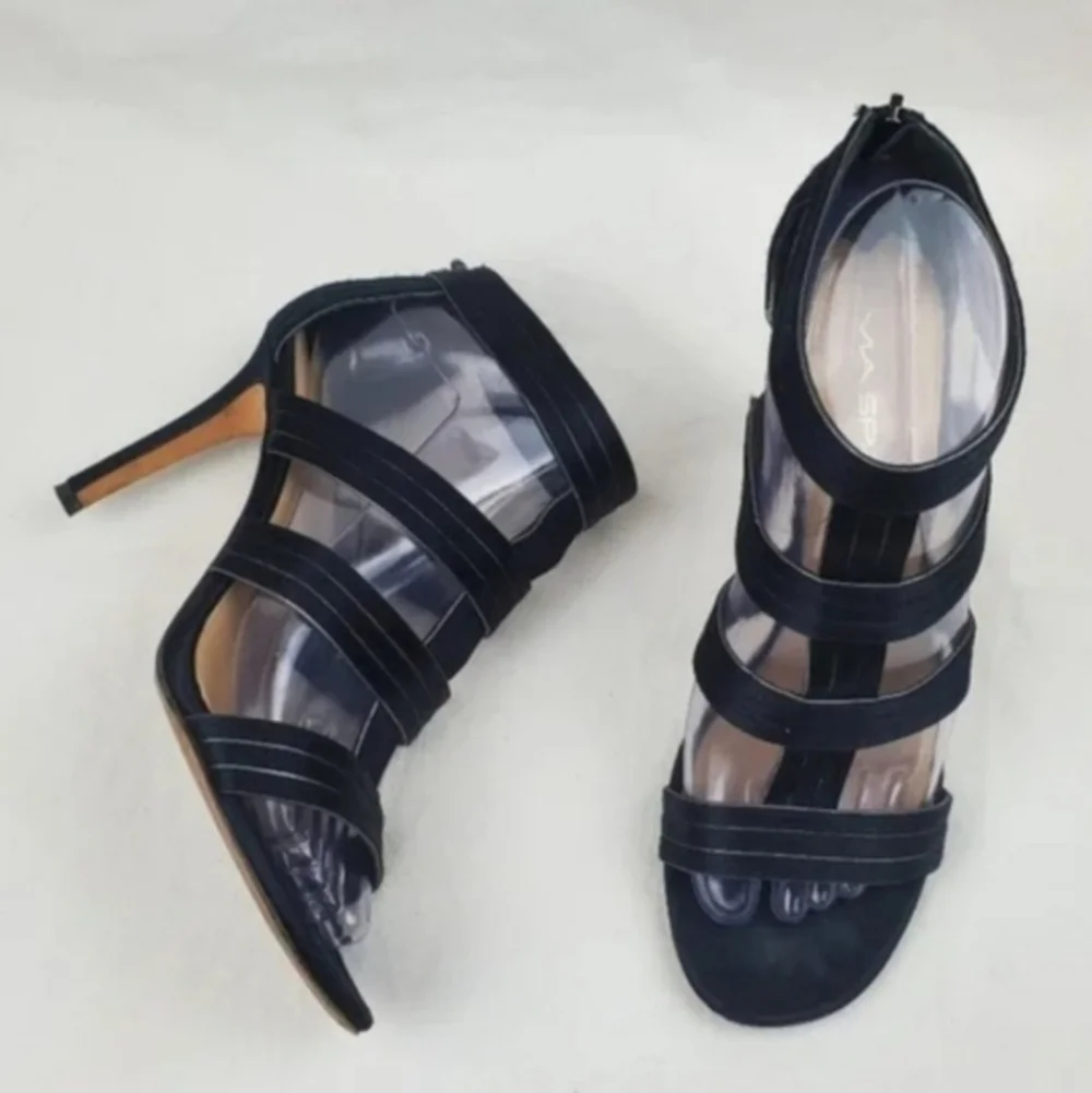 Via Spiga black cage heel sandals
